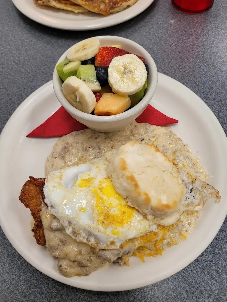 Kitchen Sink on a Biscuit with Cheese Grits